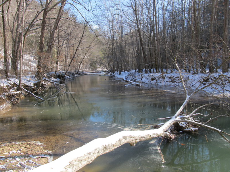 Gladie Creek is quiet and peaceful during the winter.