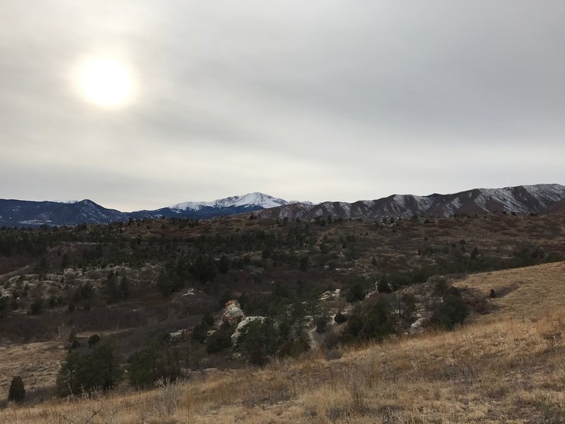 Pike's Peak from the top of the Yucca Path trail.