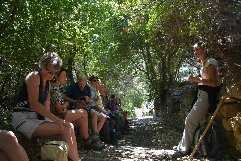 Hikers rest along the Apatouria Village Trail Number 8.