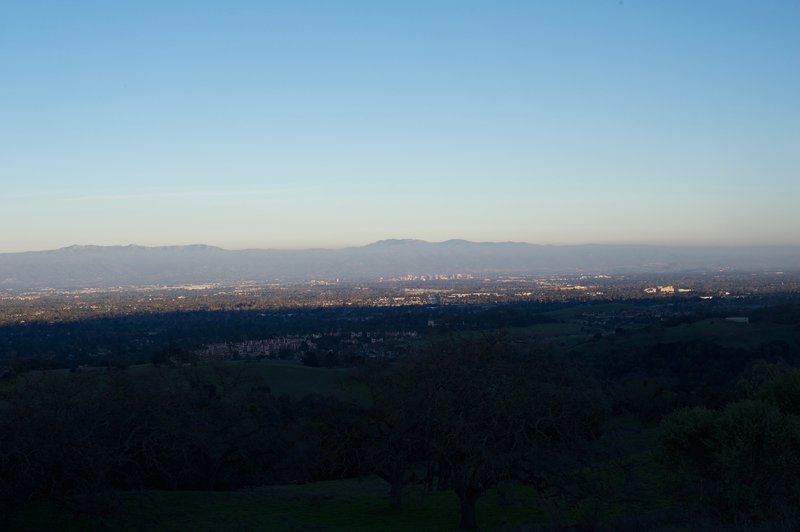 At the vista point at the end of the trail, a great view of the South Bay Area comes into view. You can see the communities, bay, and the surrounding hills.