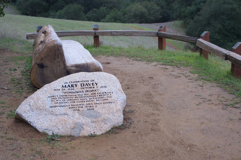 The Mary Davey Memorial is a good place to sit and enjoy the surrounding area.