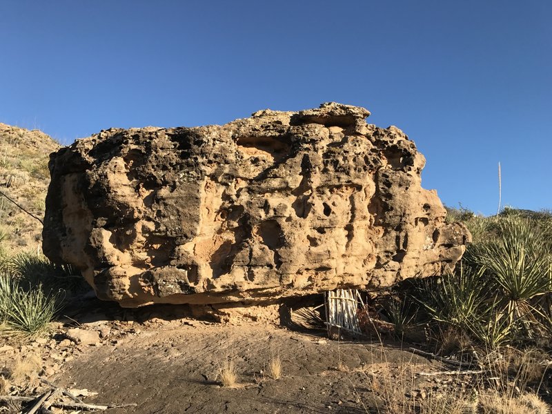 Climb up this trailside boulder to experience great views.