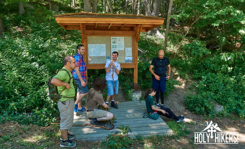 This information kiosk marks the starting point of the scramble.