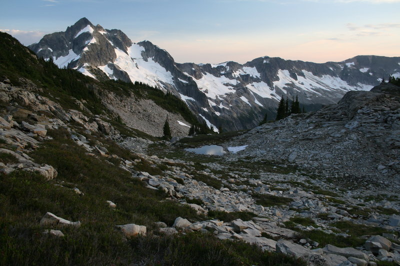 The sun sets over Whatcom Peak.