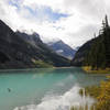 Lake Louise glimmers beautifully along the Lake Louise Lakeshore Trail.