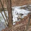 The lower waterfall often freezes solid during the winter.