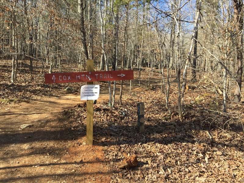 Rerouted Cox Mountain trailhead.