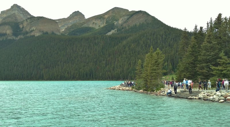 Lake Louise is a very popular attraction in the Canadian Rockies.