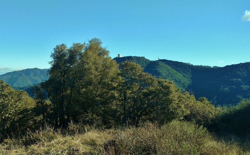 Mt. Umunhum (3,486 ft) can be seen from the summit of Mt. El Sombroso (2,999 ft).