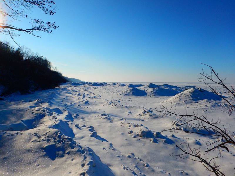 Ice dunes along the lakeshore are a must see.