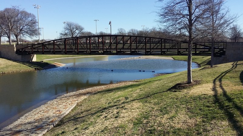 A trestle-style bridge aids your passage over Huffhines Creek.