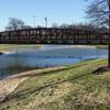 A trestle-style bridge aids your passage over Huffhines Creek.