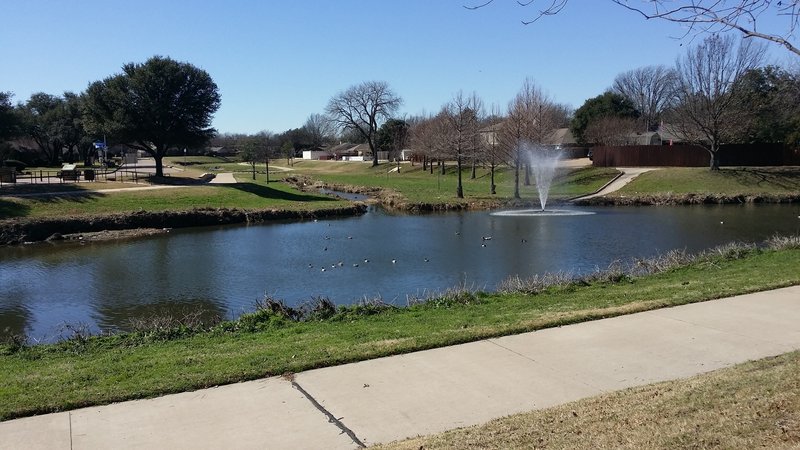 Duck Creek houses a nice fountain and plenty of waterfowl.