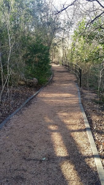 The Huck Finn Trail is a combination of gravel and dirt through here.