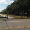 Old Addicks-Fairbanks Road: North end at War Memorial, looking south.