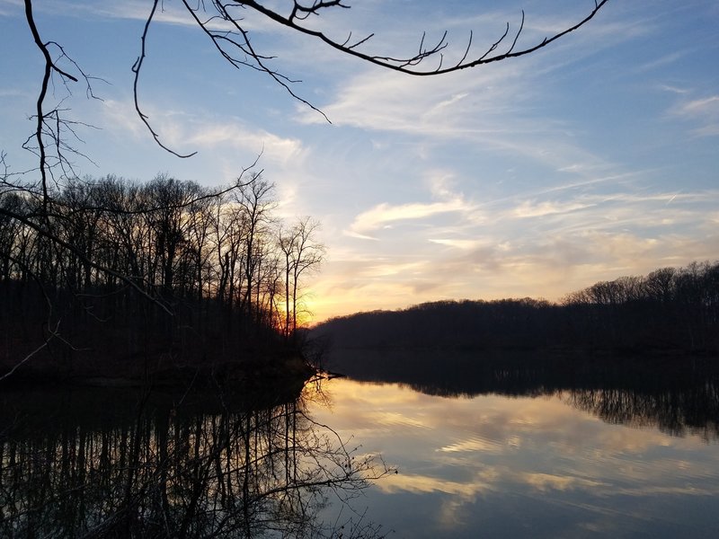 The sun sets over Mill Creek Lake.