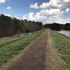 At this point, the Lake Trail traverses the top of the dam.