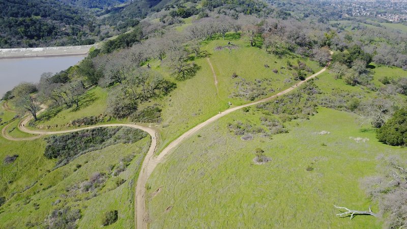 A drone captures a beautiful view of the Mine Hill and Guadalupe Trail intersection.