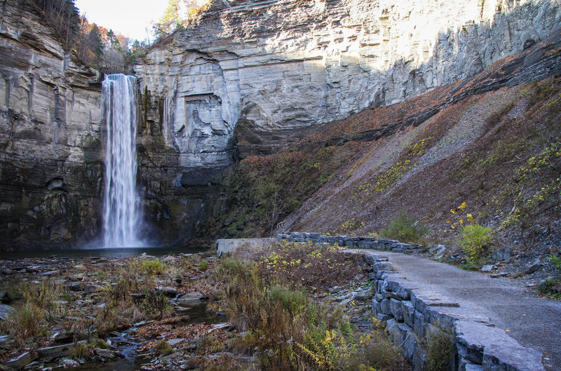 The path near the base of the beautiful Taughannock Falls offers a fantastic look at the water and surrounding amphitheater.