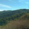 Mt. El Sombroso at 2,999 ft in the Santa Cruz Mountains is the highest point on the farthest ridge (center right).