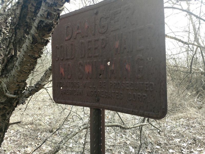 Check out this old quarry sign just off the trail before Trout Lake.