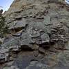 A huge column of rock stands along this section of the Pinnacles Trail.