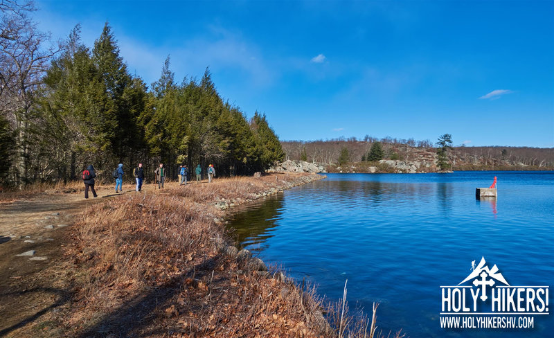 Our group enjoys a stroll along the lake edge.