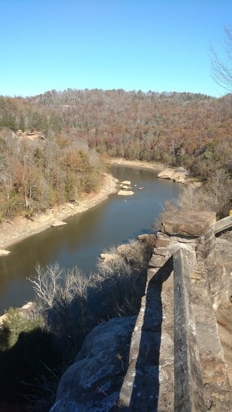 Yahoo Falls Overlook peers down at paddlers on the Big South Fork National River.