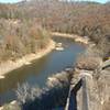 Yahoo Falls Overlook peers down at paddlers on the Big South Fork National River.