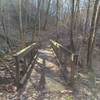 The Bee Cove Trail crosses the creek over this robust bridge.