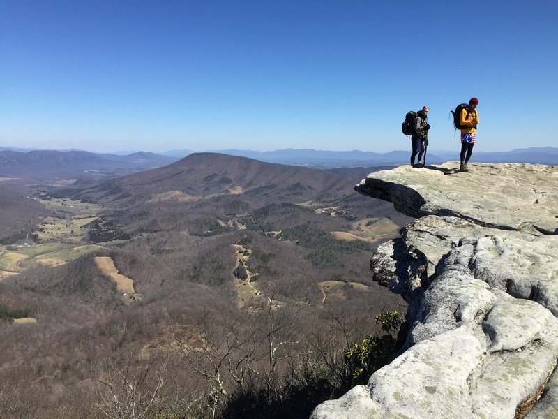 Patriotic Section Hikers stand on McAfee Knob.