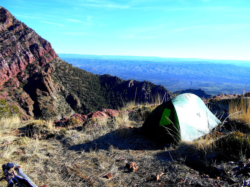 This was our campsite 0.3 miles past Barnhardt Falls. I noticed that a previous user also camped here, and I can see why! It is one of the best sites on the loop.