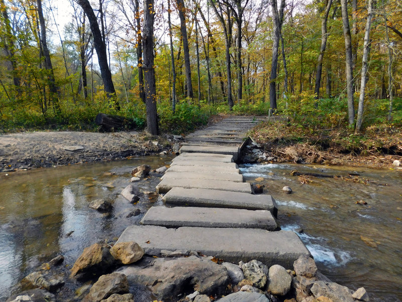 Crossing bars near Hidden Falls provide easy access to the other side of Prairie Creek.