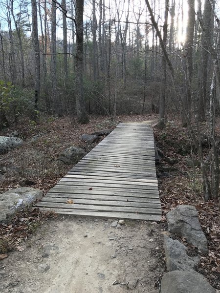 A sturdy bridge aids your first passage over Chesley Creek.