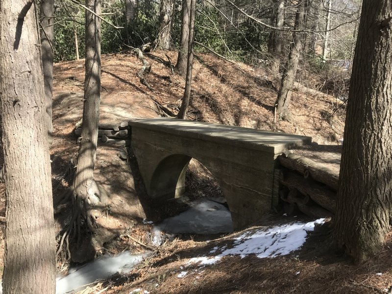 A concrete footbridge aids your passage over this small drainage.