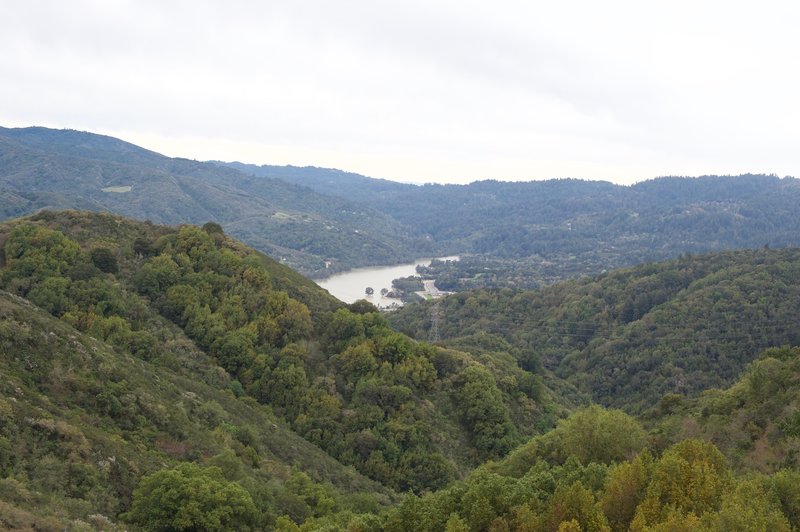 Lexington Reservoir is slightly obscured from this view, but spreads out before you.