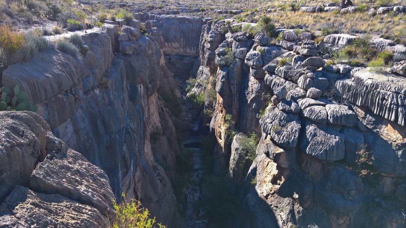 The canyon narrows and deepens in this spot.