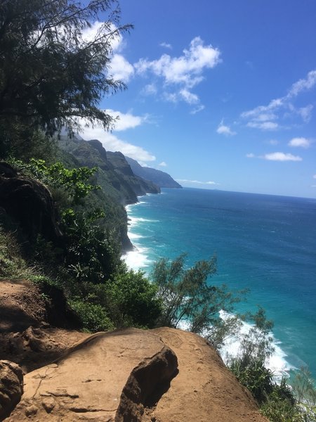 The Kalalau Trail on the Na Pali Coast, Kauai starts off with this incredible view.