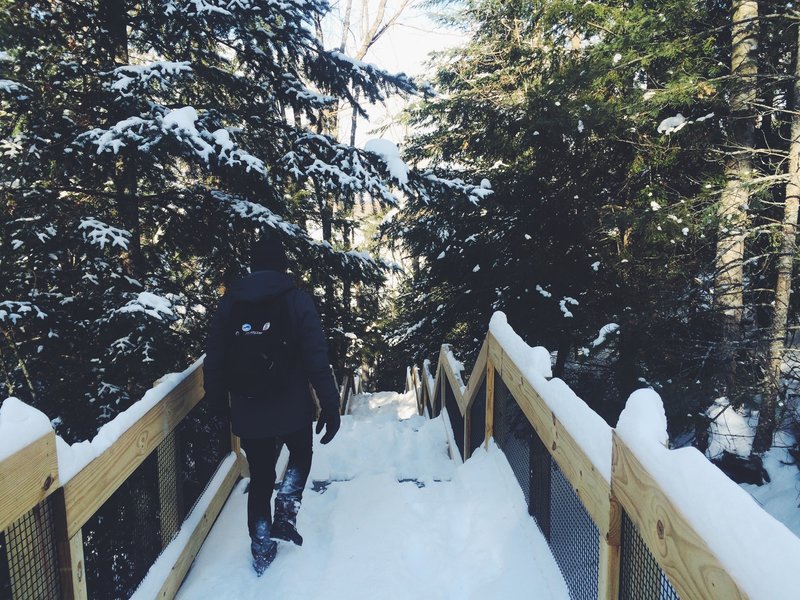 It's a long walk down to the Au Sable River.