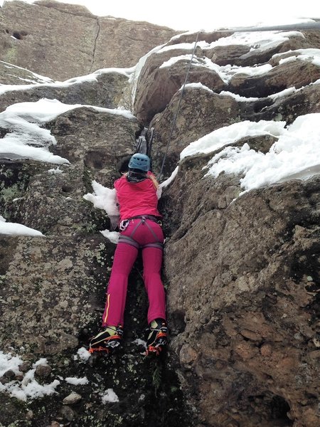 Keep your eyes peeled for climbers on the cliffs above the Climbers Trail. They love to practice mixed climbing when ice forms.