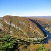 The summit of Mount Tammany looks out at Mt. Minsi across the Delaware River.