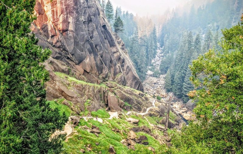 Looking back down the Mist Trail, you can see it ascends this phenomenal valley.