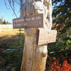 This sign marks the trail junction for the Buckhorn Trail and Kennally Creek Trail.