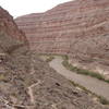 Honaker Trail begins its ascent from the San Juan River.