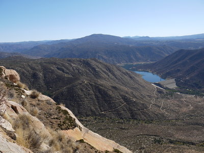 El Capitan Reservoir can be seen from the prow of El Cajon Mountain.