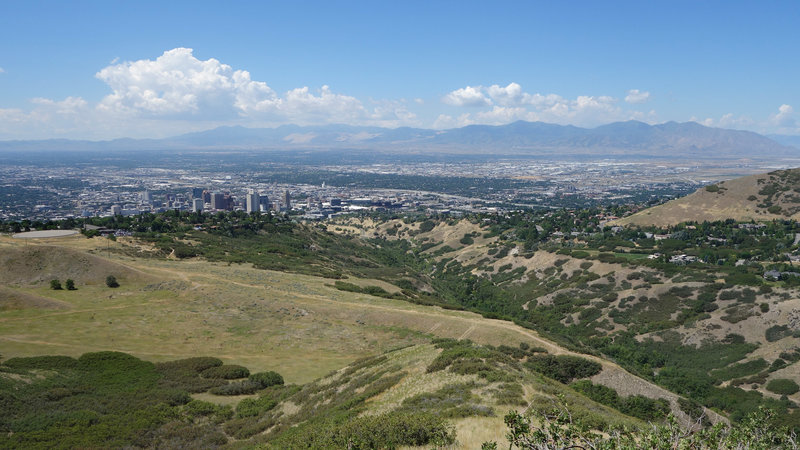 Downtown Salt Lake City and City Creek Canyon.