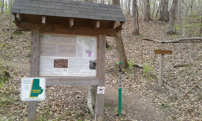 Picture of the Justice Loop Trailhead at the Horton Grove Nature Preserve.