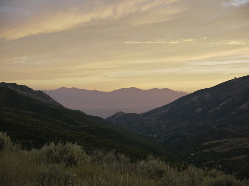 The sun sets over Emigration Canyon.