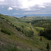 This is the view east of the valley below Guardsman Pass Road with Empire Bowl in the distant center.