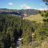 The trail follows the Tongue River along a box canyon.